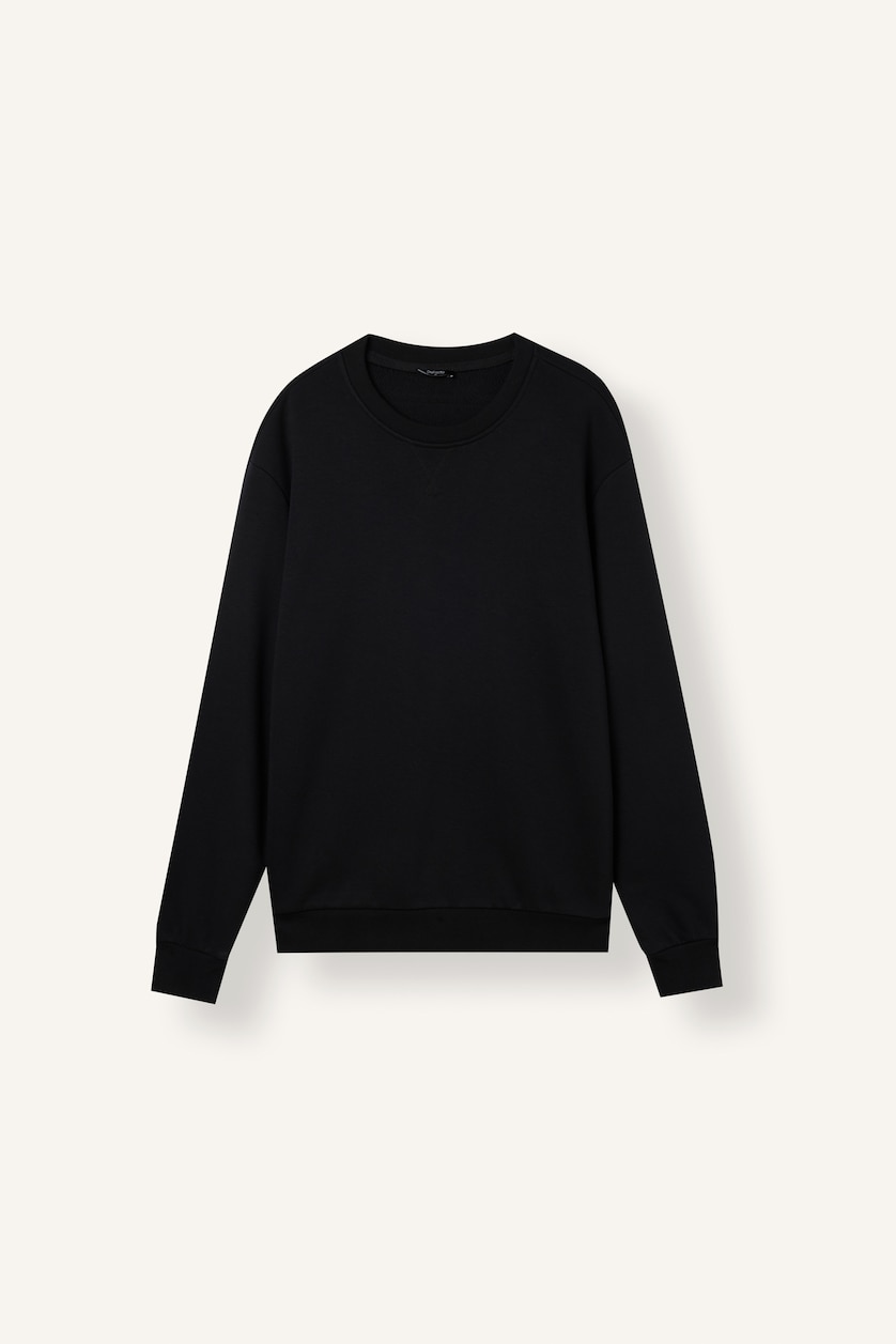 MAN Black Cotton Regular Fit Basic Sweatshirt