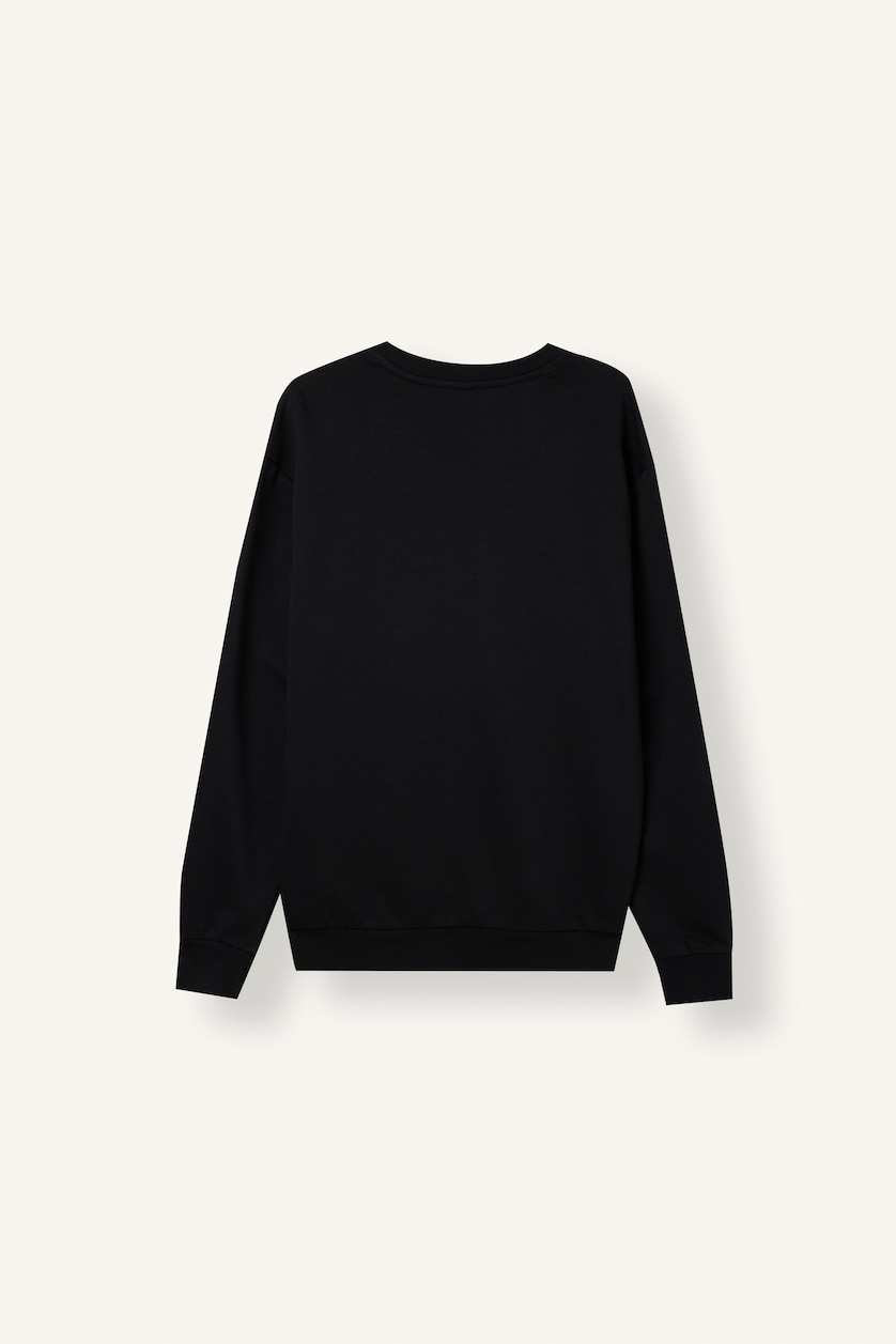 MAN Black Cotton Regular Fit Basic Sweatshirt