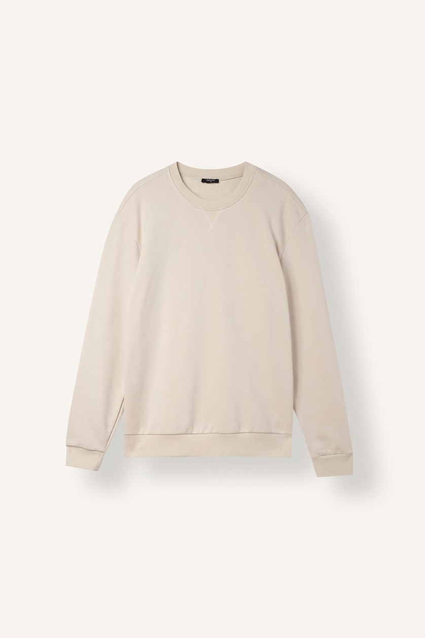 Erkek Taş Pamuklu Regular Fit Basic Sweatshirt