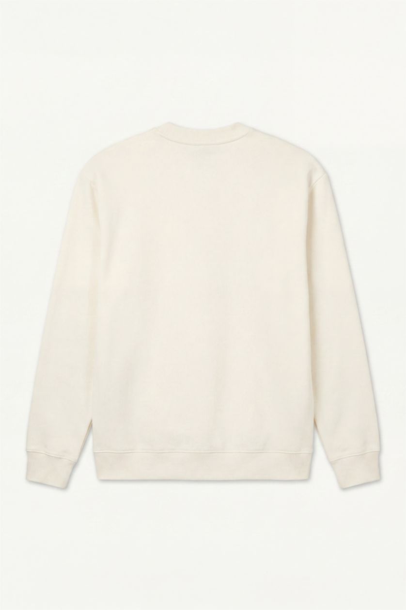 Men Ecru 100% Cotton Basic Sweatshirt