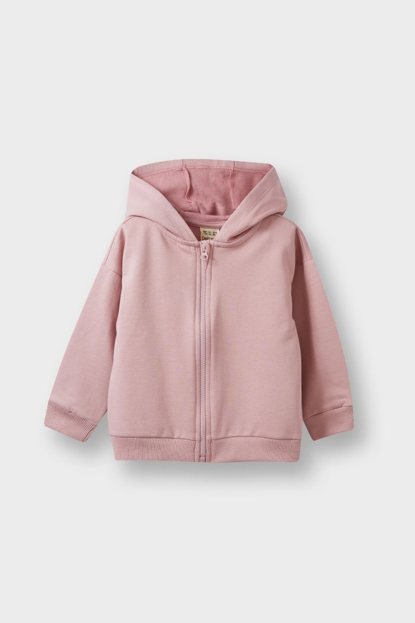 BABY GIRL Rose Baby Girl Hooded Zippered Soft Lining Sweatshirt