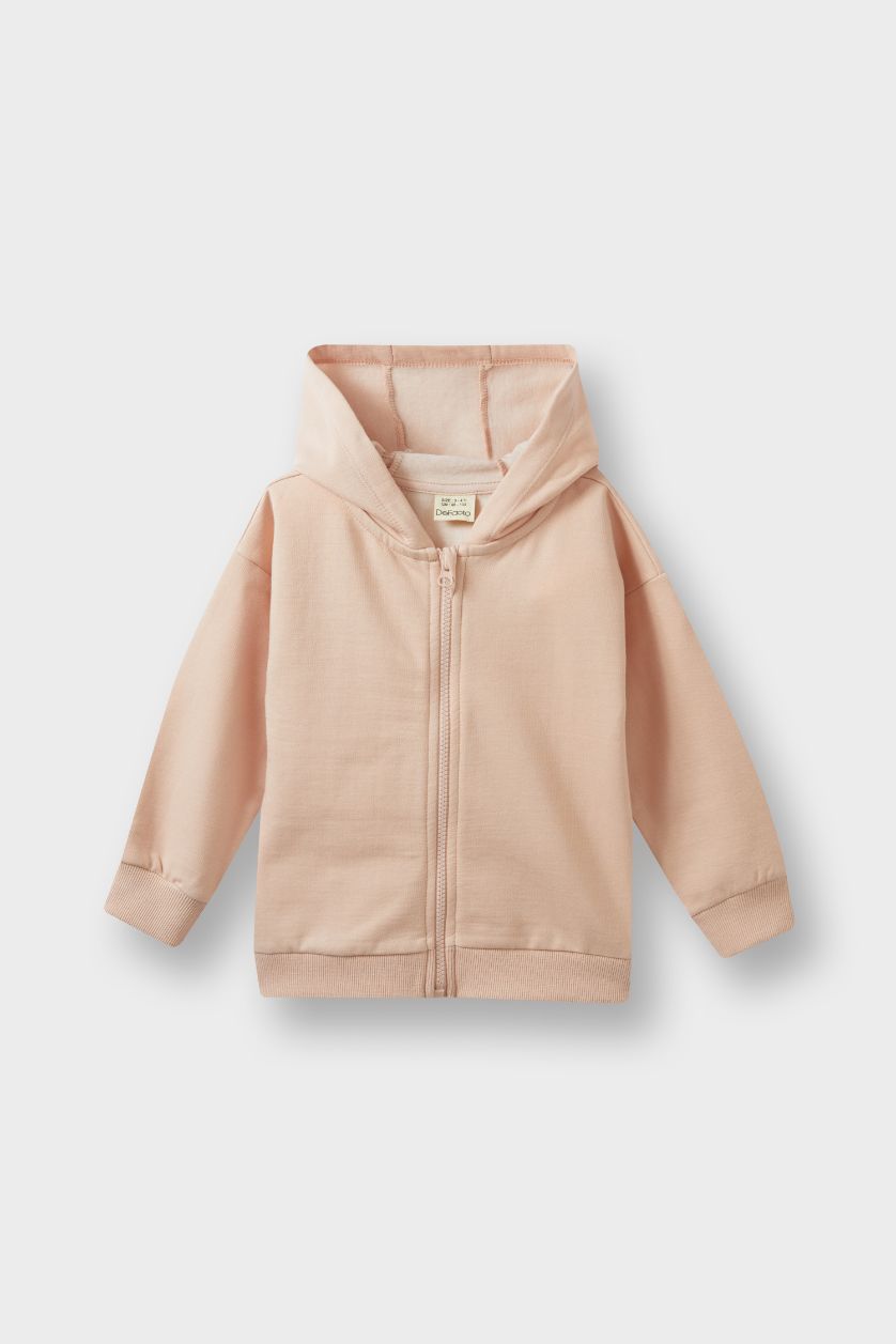 Сәби Қыз Ашық Қызғылт Сәби Қыз бас киімді 2 көтерілген жіп Кардиган