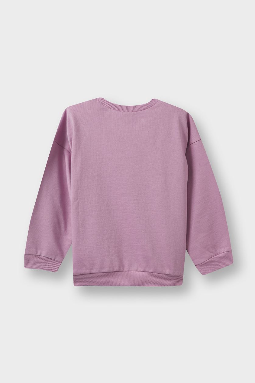 طفلة صغيرة أرجواني سويت شيرت ولادي قصة عادية بياقة مستديرة ببطانة ناعمة