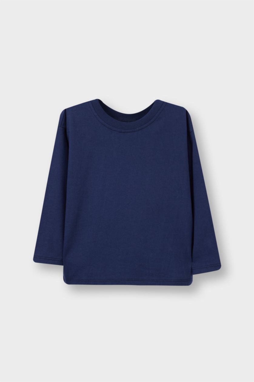 BABY BOY NAVY Baby Boy Crew Neck Basic Long Sleeve T-Shirt