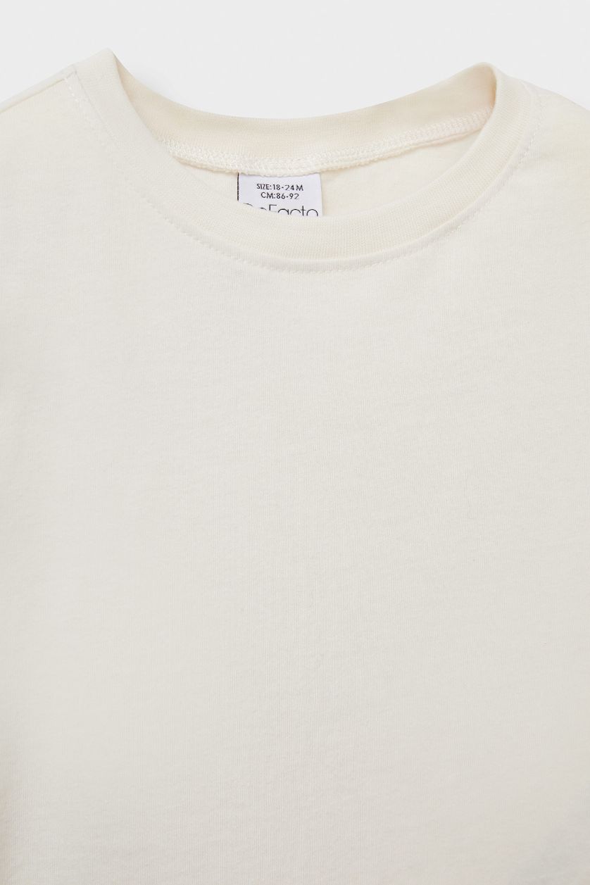 Baby Girl Ecru Baby Girl Regular Fit Crew Neck Long Sleeve T-Shirt