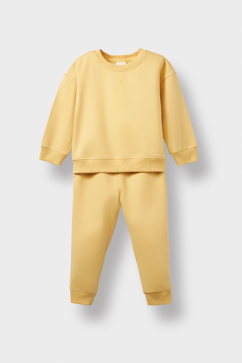 Baby Girl Yellow Baby Girl Soft Fleece Inside Sweatshirt Sweatpants 2 Piece Set