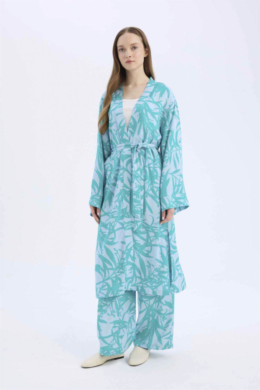 Woman Green Relax Fit Ethnic Kimono