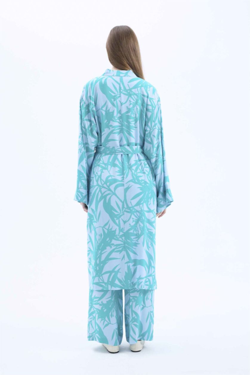 Woman Green Relax Fit Ethnic Kimono