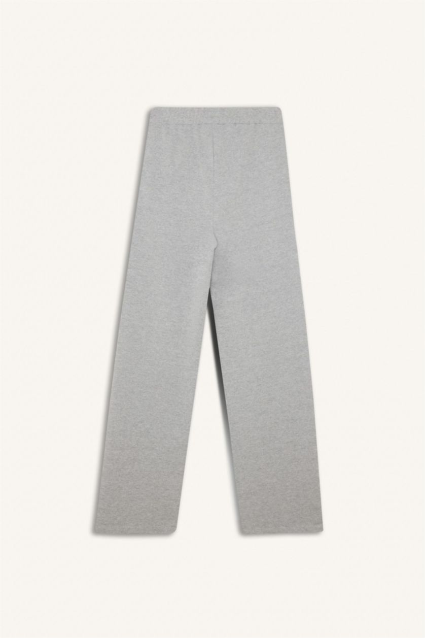WOMAN Grey Melange Straight Fit Thin Sweatshirt Fabric Trousers