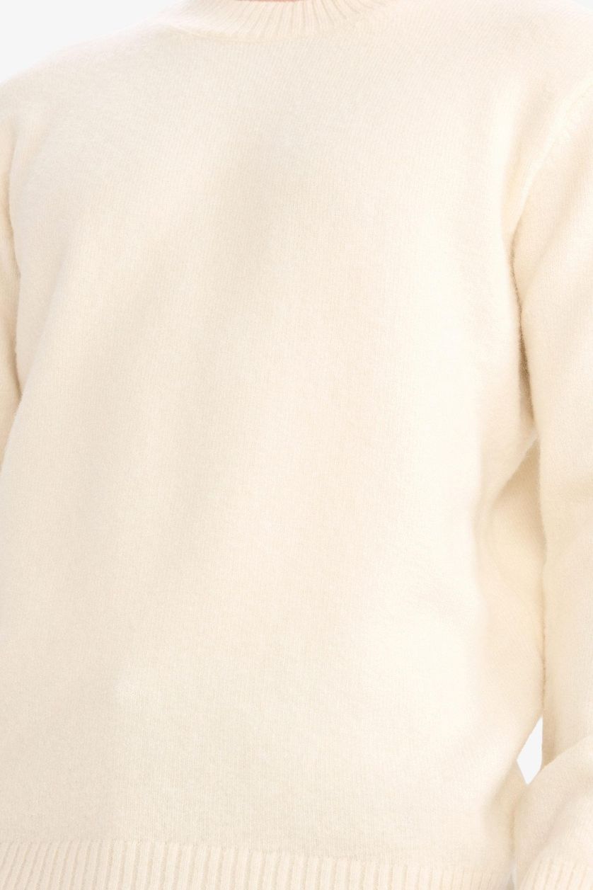 Erkek Ekru Yumuşak Tuşe Triko Kazak