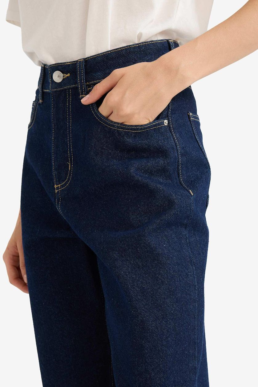 WOMAN Blue Black Relax Fit High Waist Straight Leg Jeans