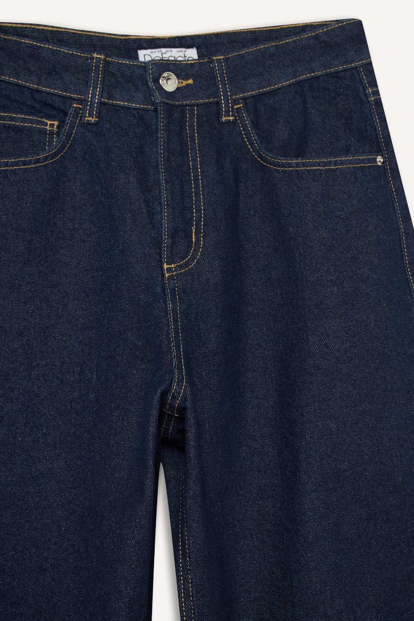 WOMAN Blue Black Relax Fit High Waist Straight Leg Jeans