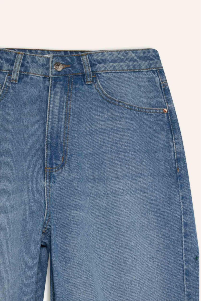 حريمي أزرق بنطلون جينز باريل فيت برجل عادية وخصر عالي