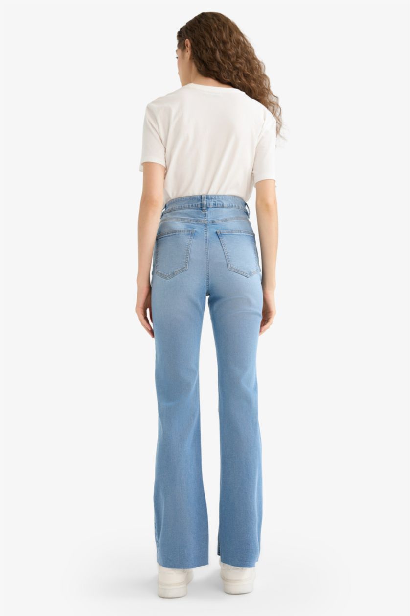 WOMAN Light Blue Slim Flare High Waist Straight Leg Jeans