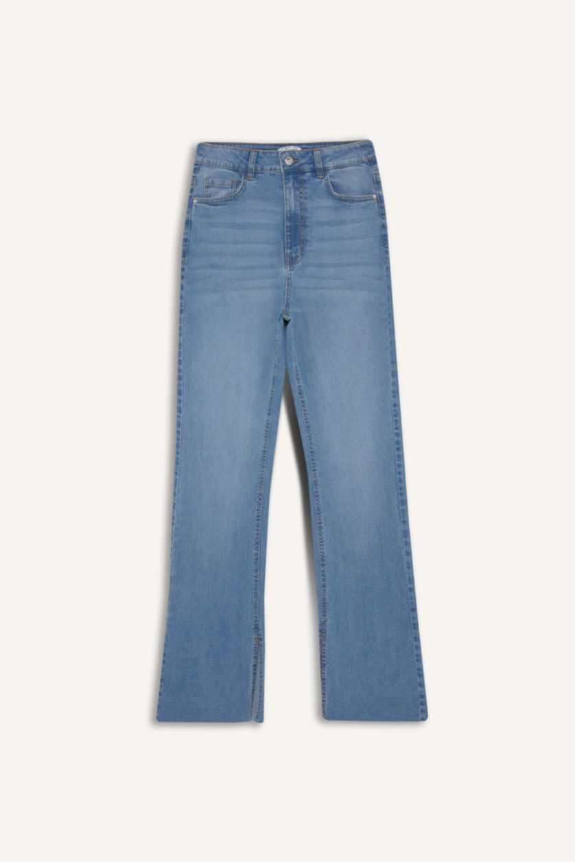 WOMAN Light Blue Slim Flare High Waist Straight Leg Jeans