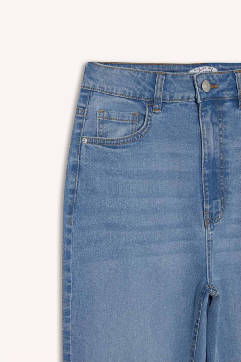 WOMAN Light Blue Slim Flare High Waist Straight Leg Jeans