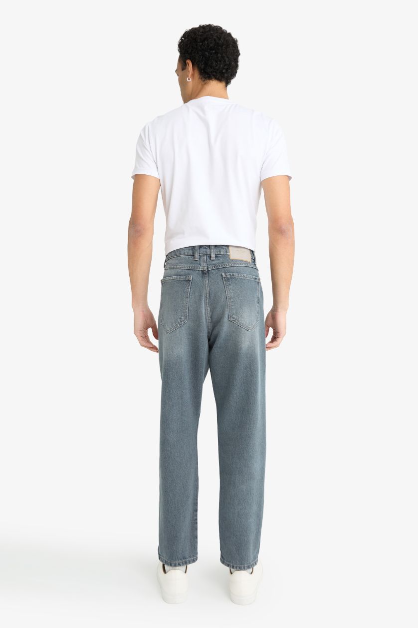 Erkek Mavi Gri 90's Slım Fıt Dar Paça Jean Pantolon