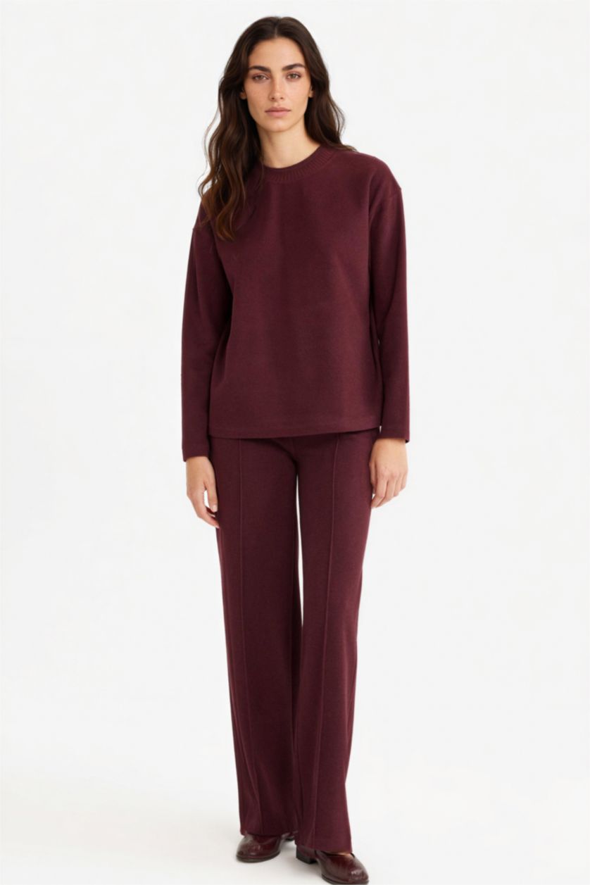 Woman Bordeaux Relax Fit Long Sleeve Sweatshirt