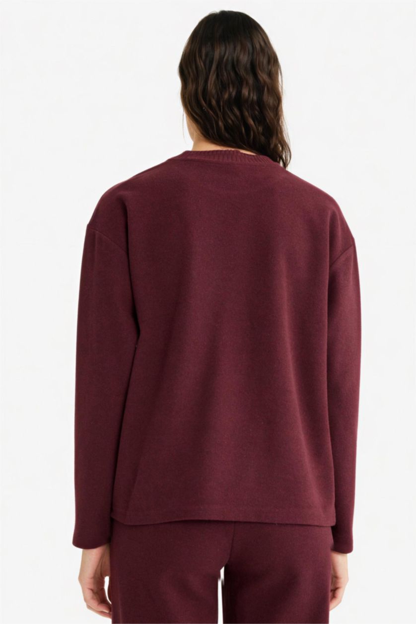 Woman Bordeaux Relax Fit Long Sleeve Sweatshirt