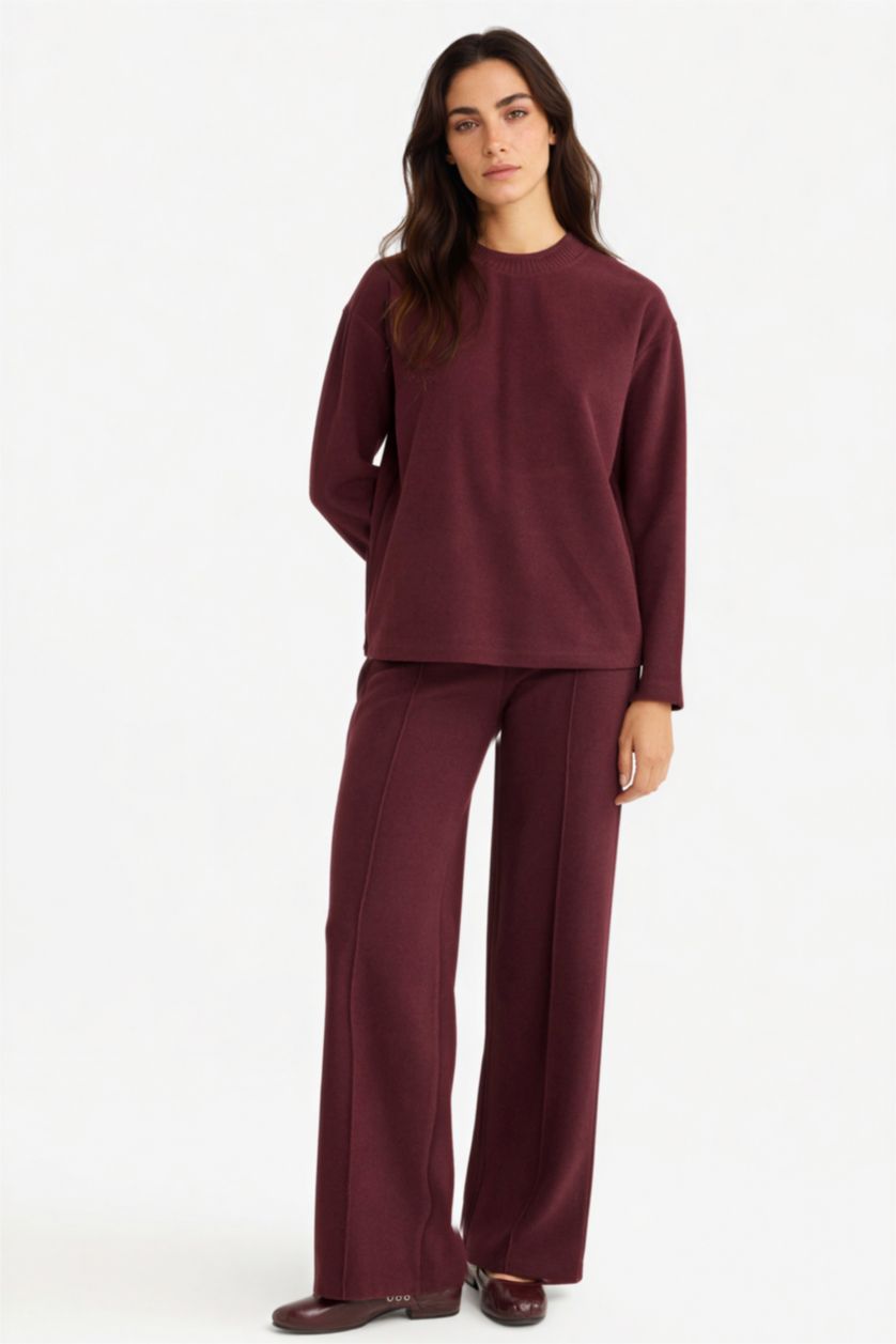 Әйелдерге Бордо тік Шалбар