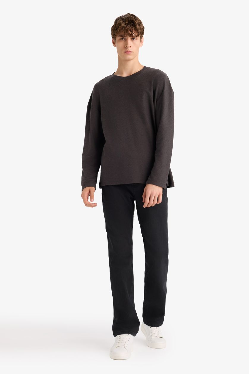 Erkek Antrasit Dokulu Boxy Fit Tişört