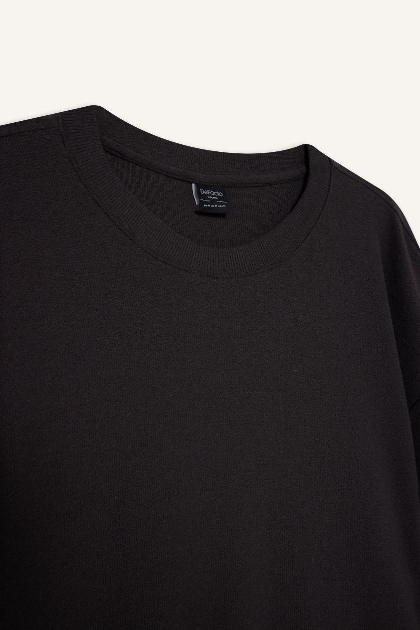 Erkek Antrasit Dokulu Boxy Fit Tişört