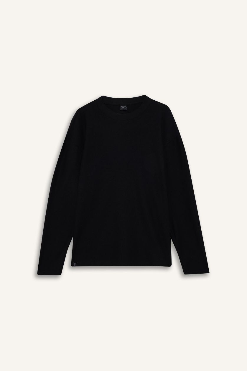 Erkek Siyah Dokulu Boxy Fit Tişört