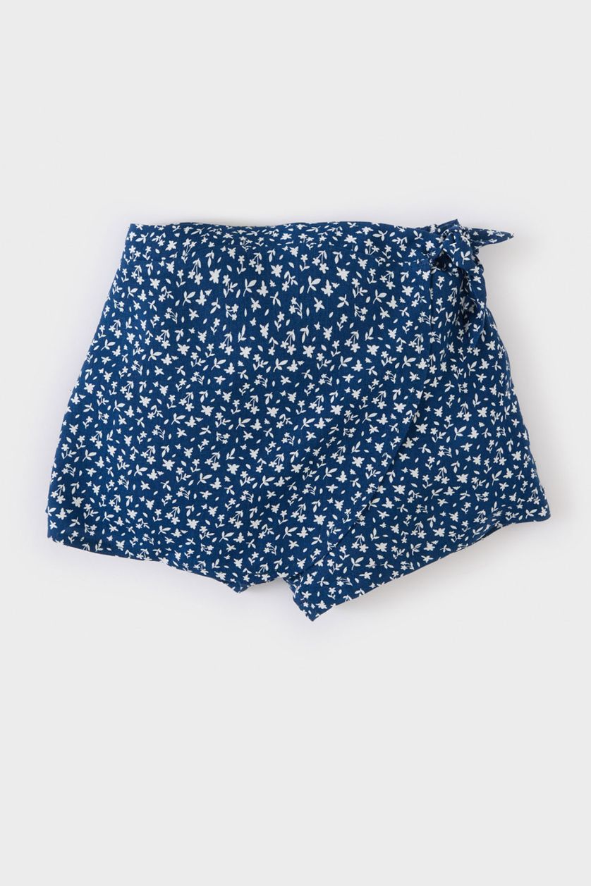 BABY GIRL Ecru Baby Girl Floral Ribbed T-Shirt Skort 2 Piece Set