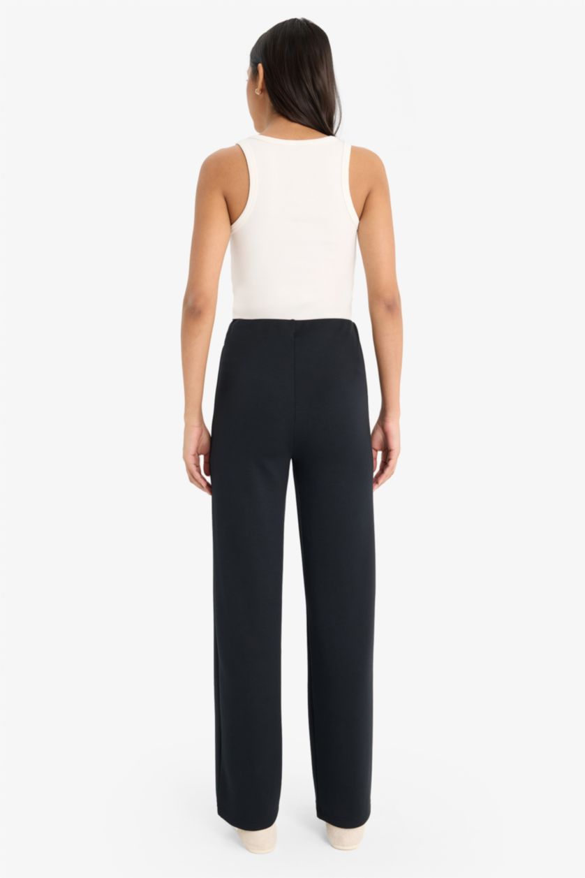 نساء أسود سروال قصة مستقيمة