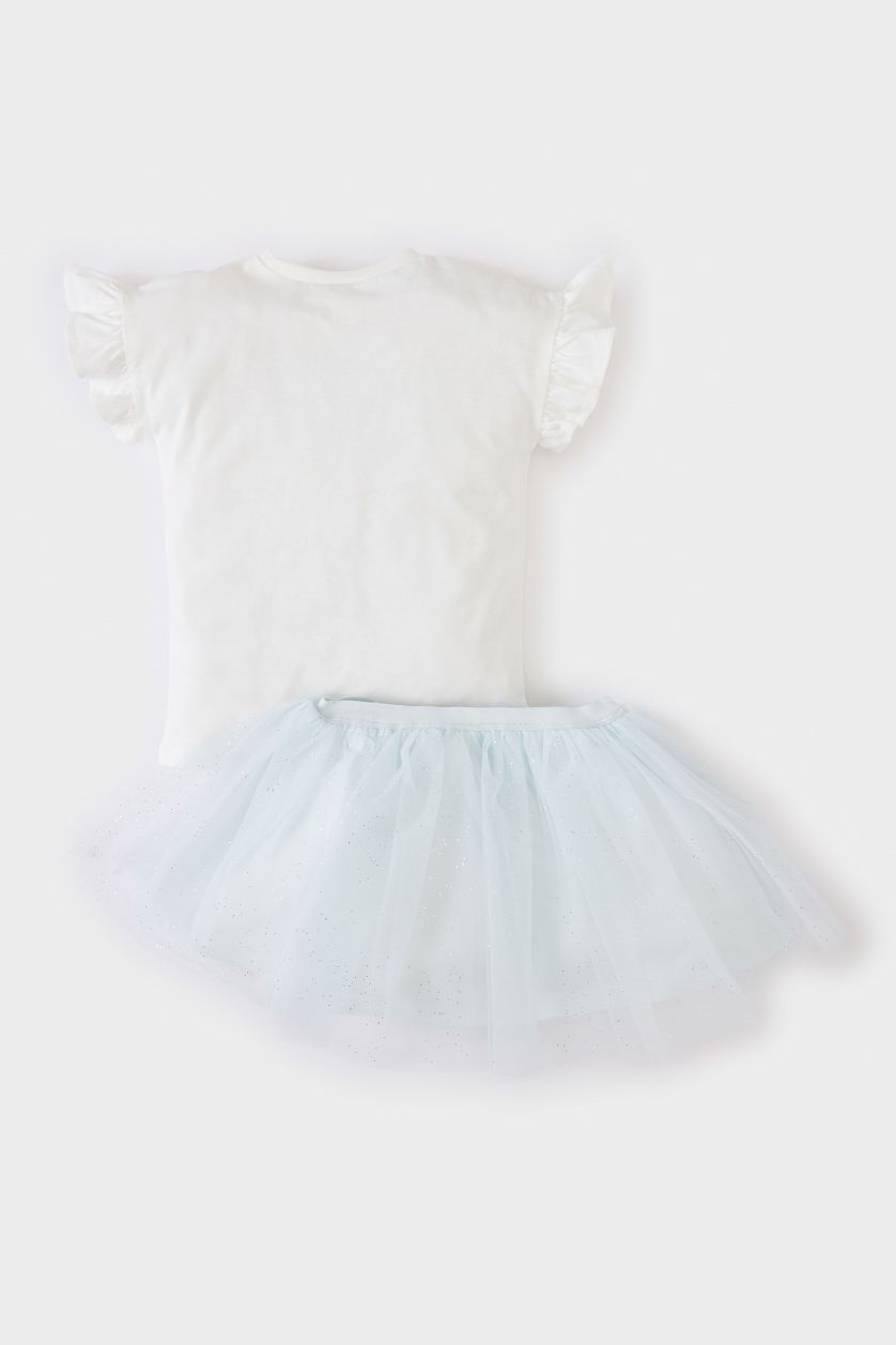 طفلة صغيرة بيج فاتح طقم بناتي قصة عادية بيج - قطعتين