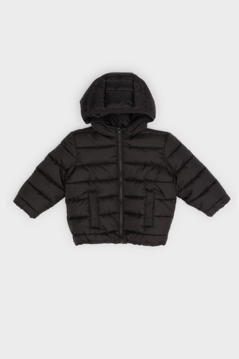 BABY BOY Black Baby Boy Waterproof Zipper Hooded Puffer Jacket