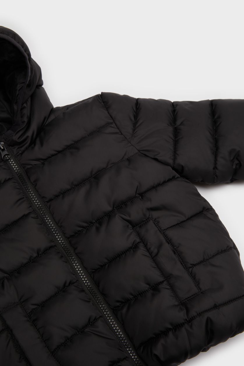 BABY BOY Black Baby Boy Waterproof Zipper Hooded Puffer Jacket