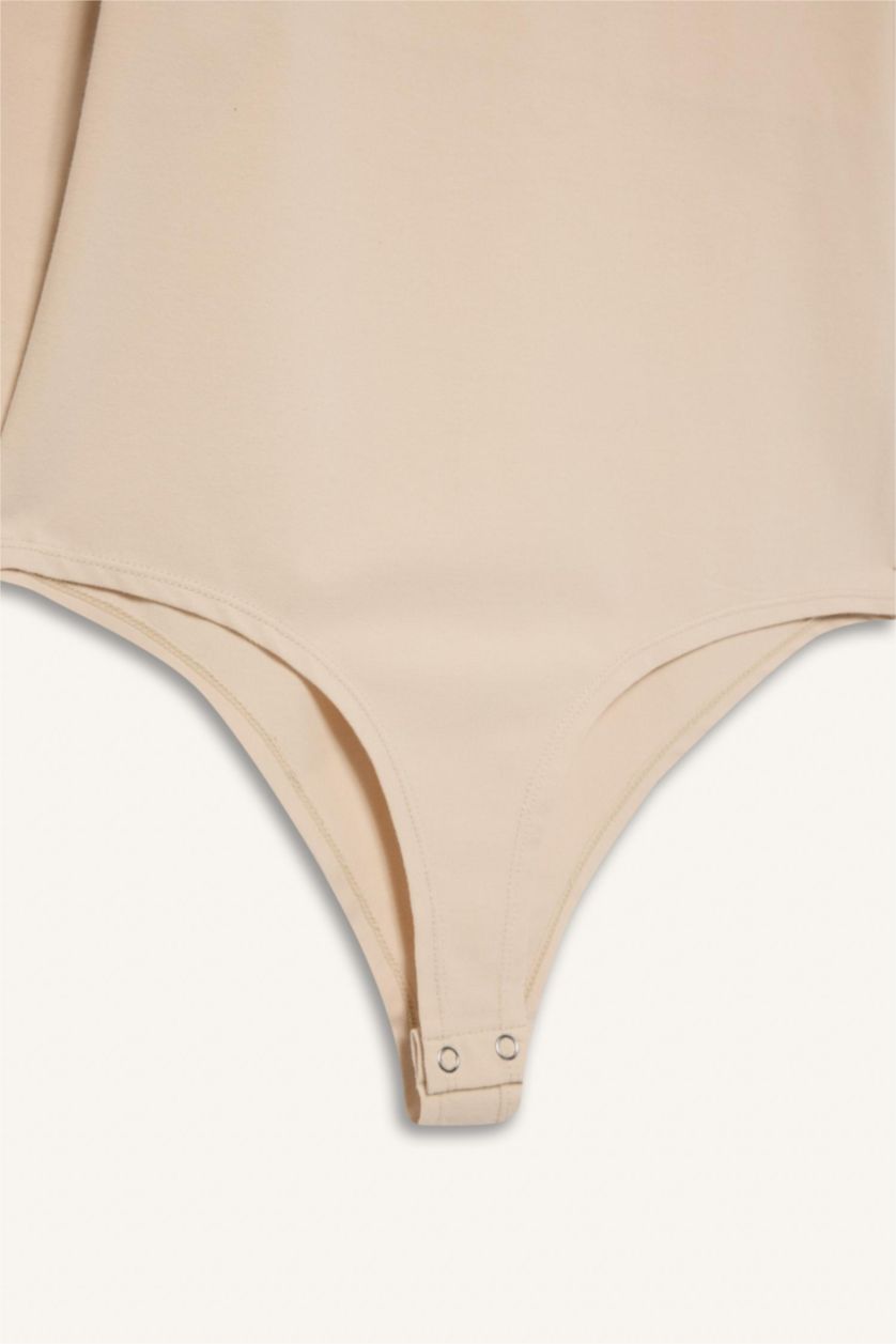 Женщины Светлая слоновая кость Футболка с длинными рукавами, узкий крой