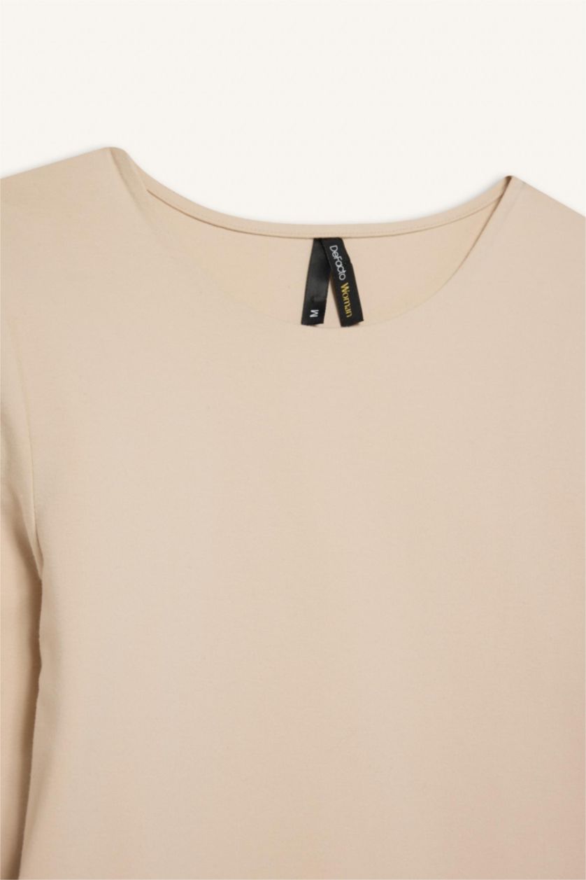 Женщины Светлая слоновая кость Футболка с длинными рукавами, узкий крой