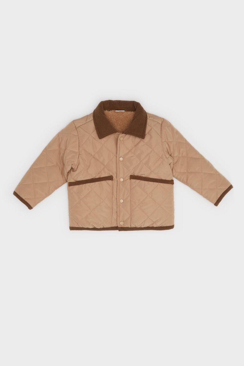 BABY BOY Beige Baby Boy Waterproof Contrast Collar Jacket