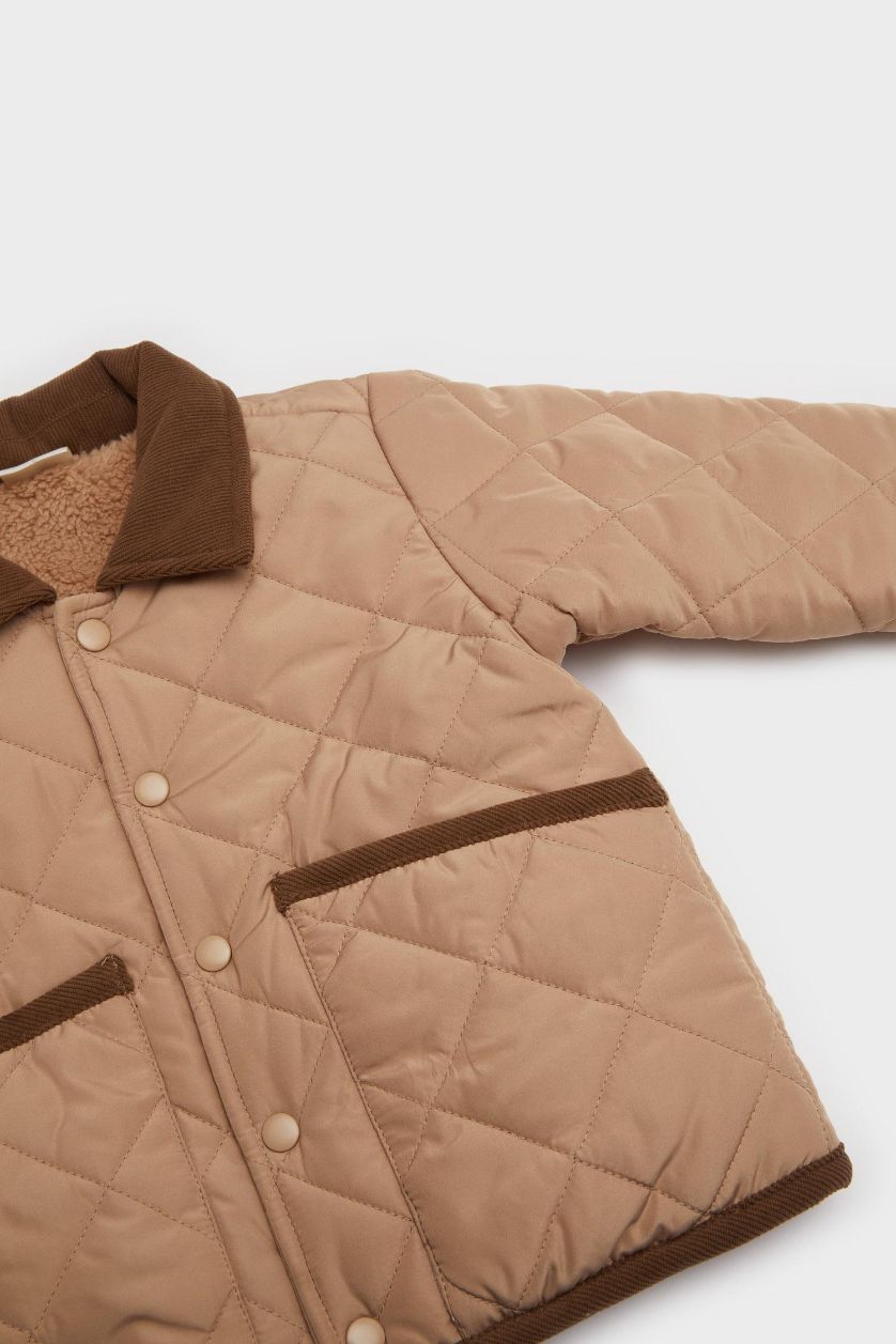 BABY BOY Beige Baby Boy Waterproof Contrast Collar Jacket