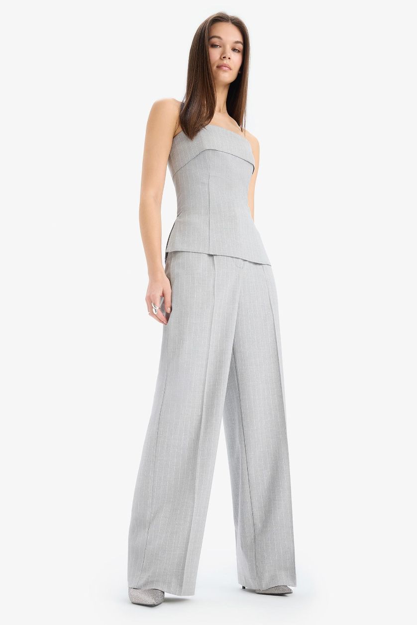 نساء رمادي بلوزة توب مخطط بدون حمالات من Afra X Defacto