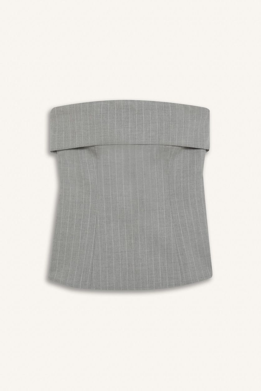 نساء رمادي بلوزة توب مخطط بدون حمالات من Afra X Defacto