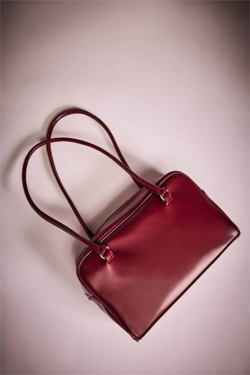 Kadın Bordo Kadın Suni Deri Omuz Çantası