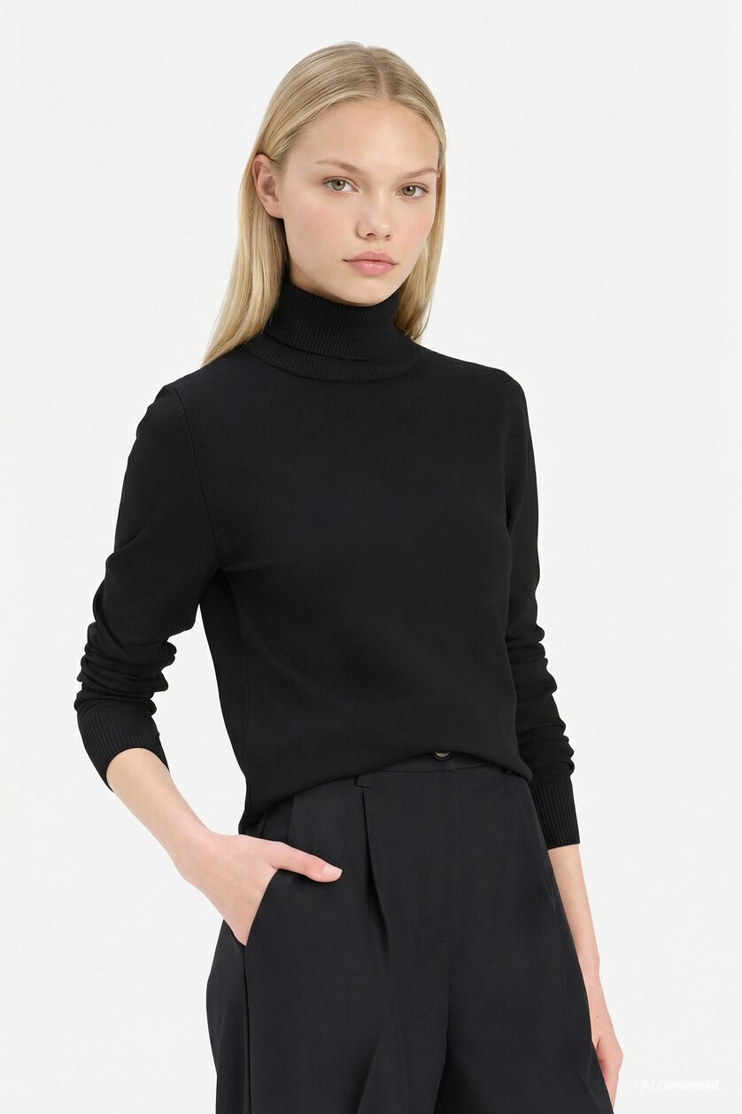 Woman Black Regular Fit Pullover