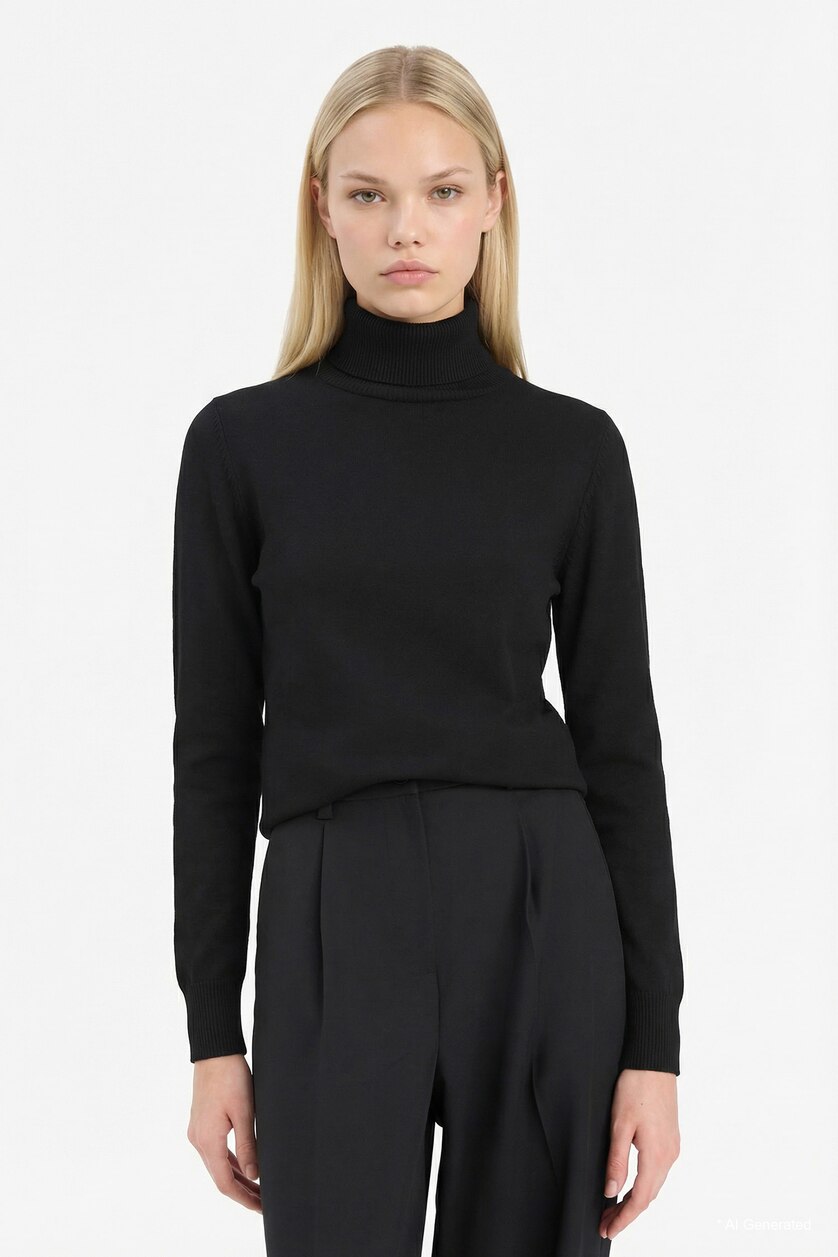 Woman Black Regular Fit Pullover