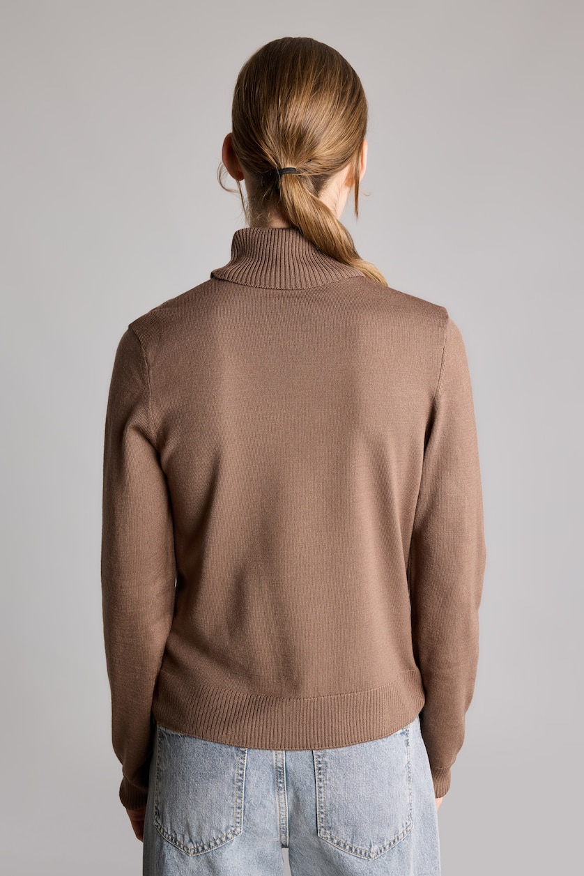 WOMAN Brown Regular Fit Turtleneck Pullover