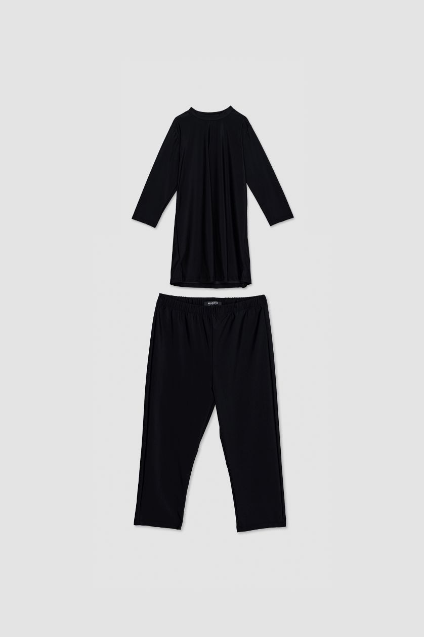 حريمي أسود بوركيني قصة عادية - قطعتين