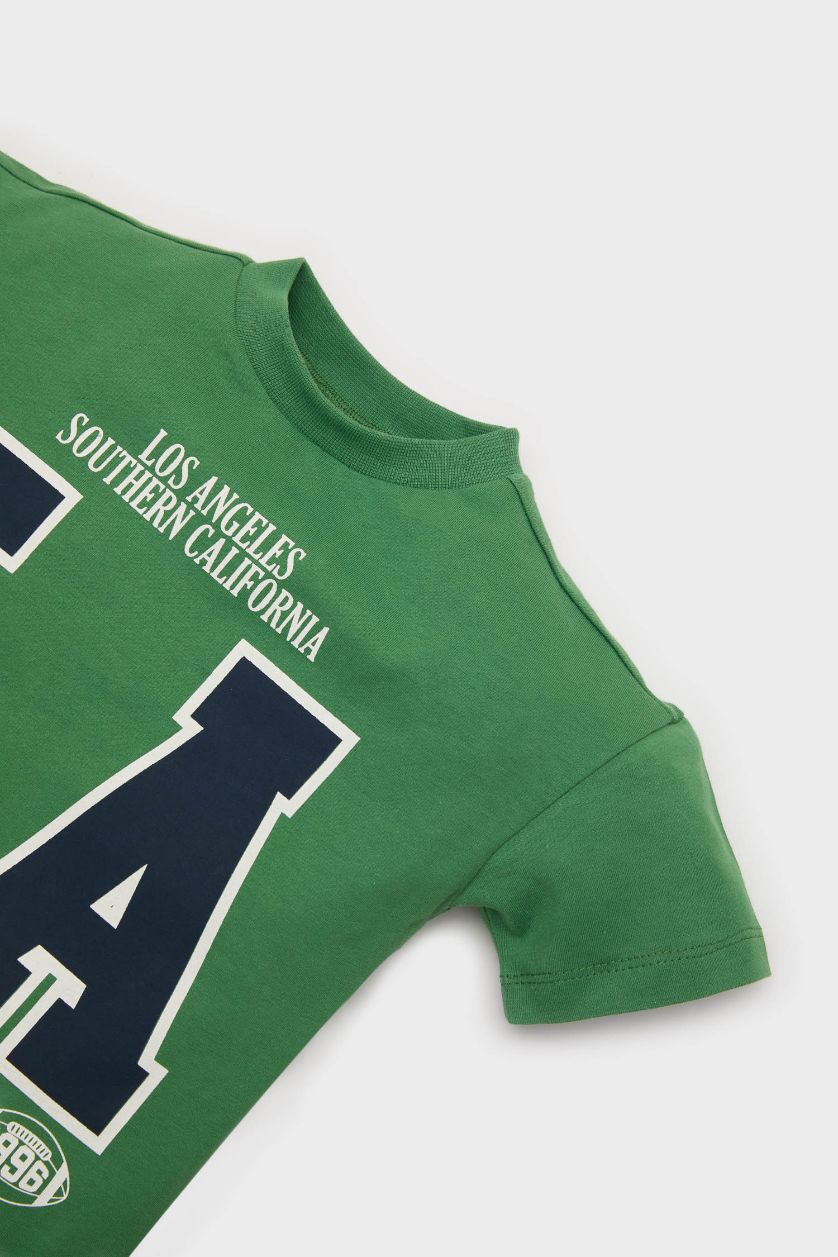 طفل صغير أخضر سيت بياقة مستديرة من قطعتين