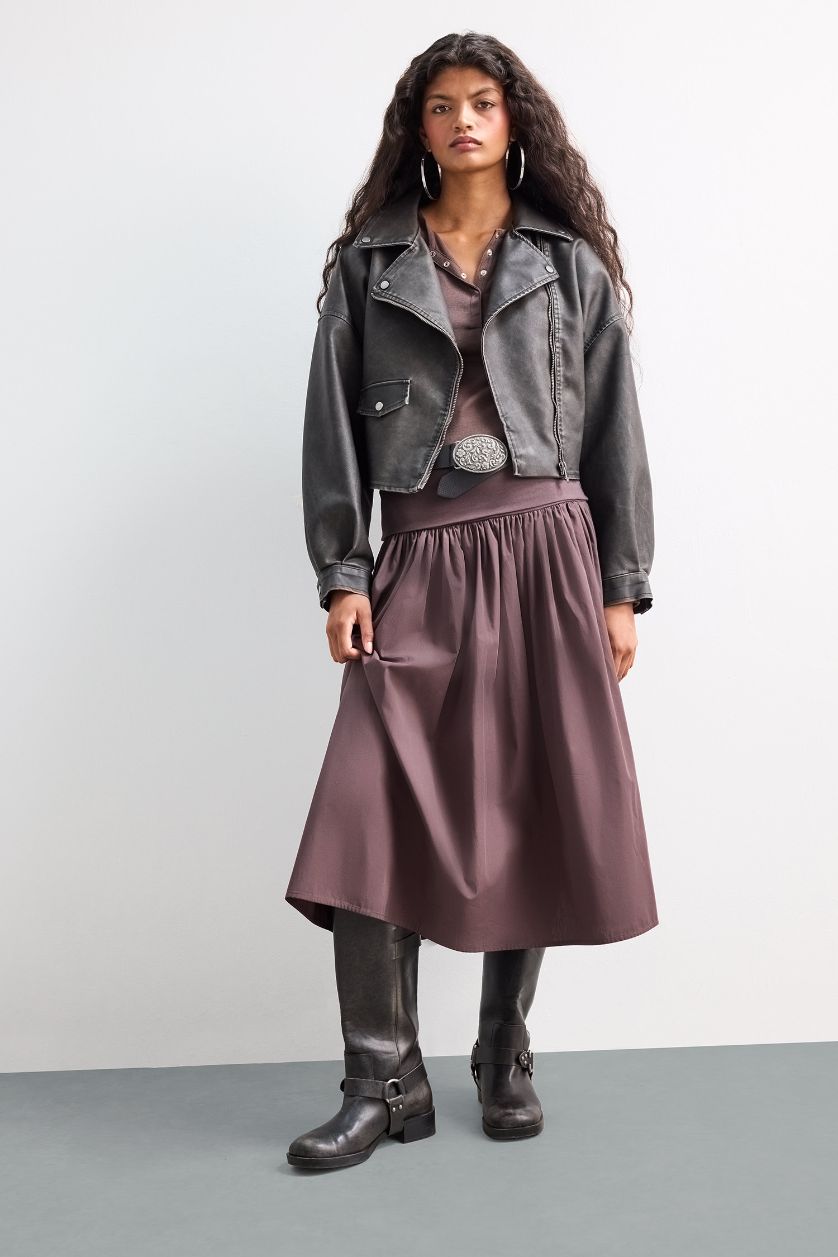 Женщины Антрацит Куртка-ветровка oversize из тафты с искусственной кожей