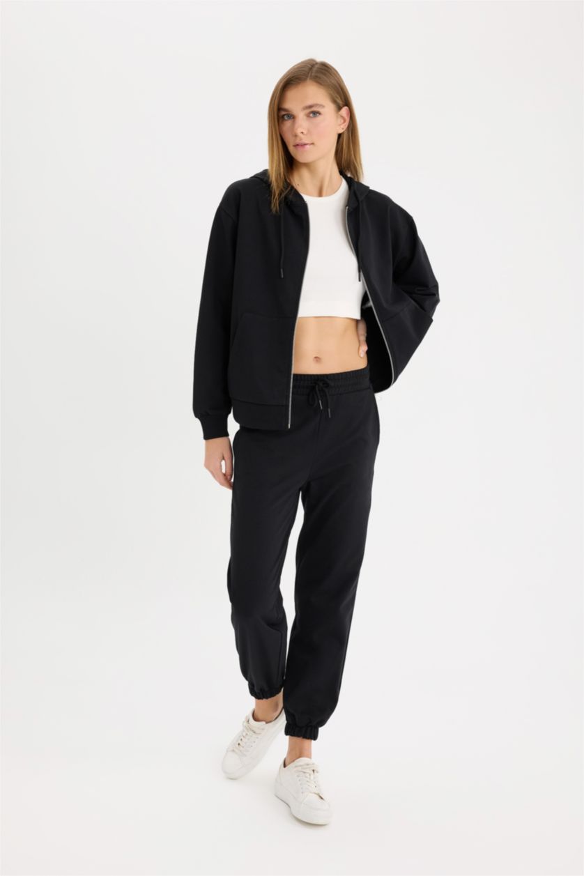 حريمي أسود بنطلون جوجر بجيب