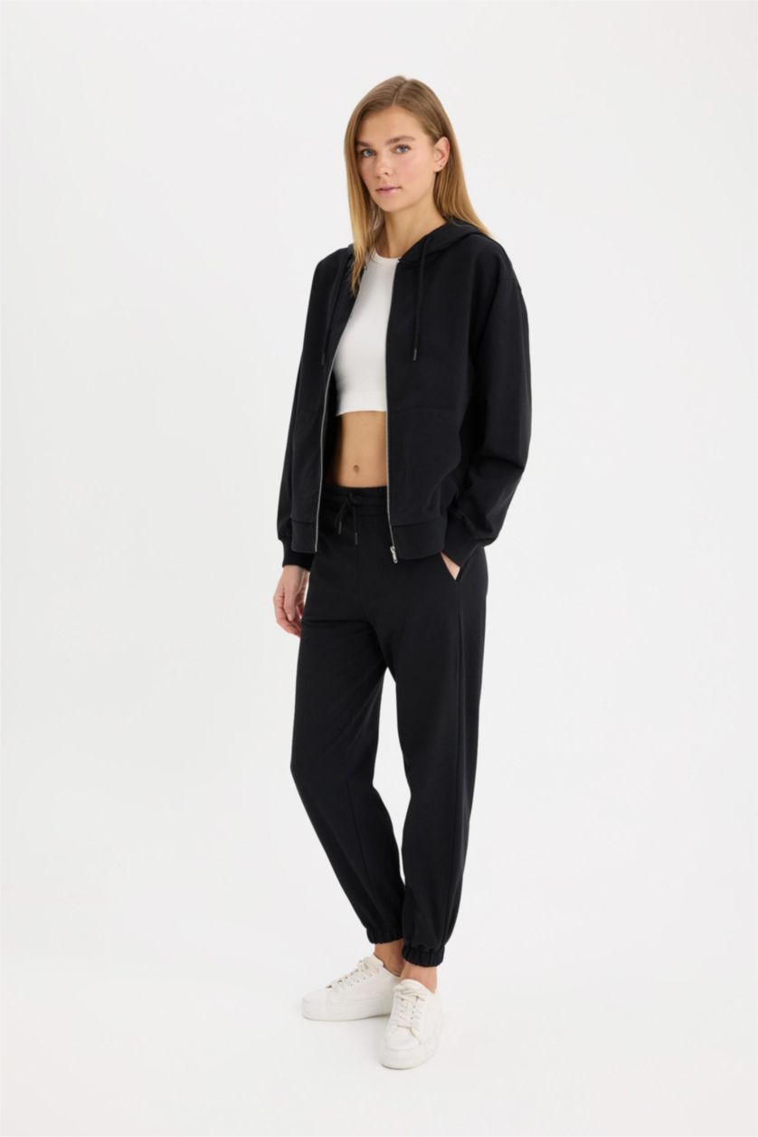 حريمي أسود بنطلون جوجر بجيب