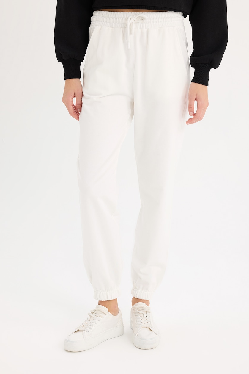 WOMAN Ecru jogger Thin Sweatshirt Fabric Trousers