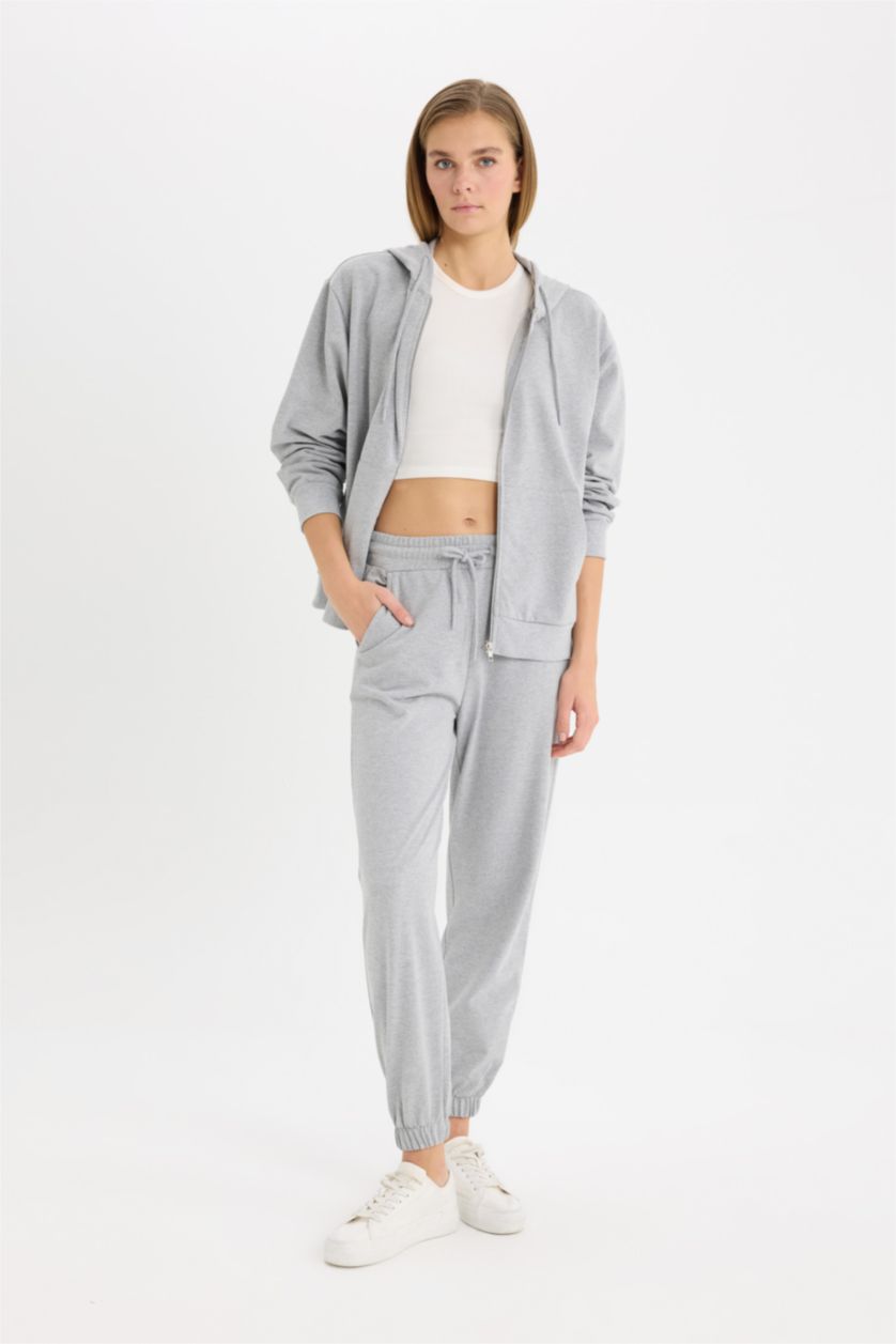 WOMAN Grey Melange Pocketed Jogger Pants