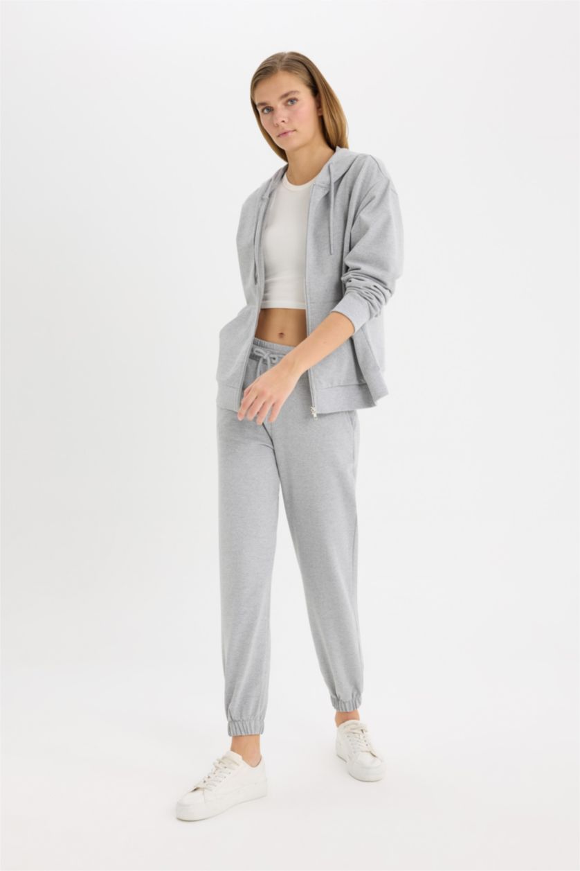 WOMAN Grey Melange Pocketed Jogger Pants